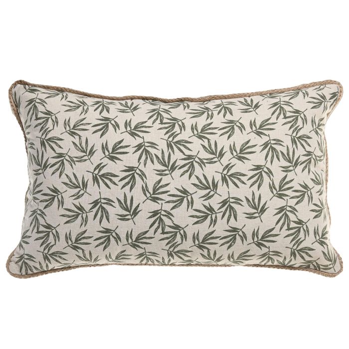 DKD Home Decor Cojín Boho Algodón Yute Blanco Verde 50 x 30 cm (2 Unidades)