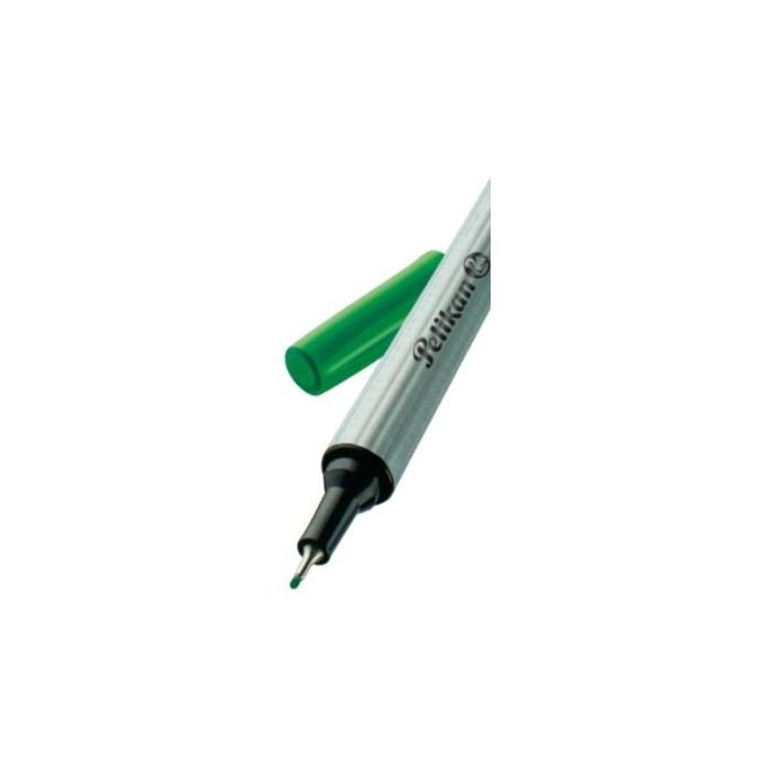 Pelikan Fineliner 96 verde, punta fina 0.4 mm, 10 unidades en caja plegable