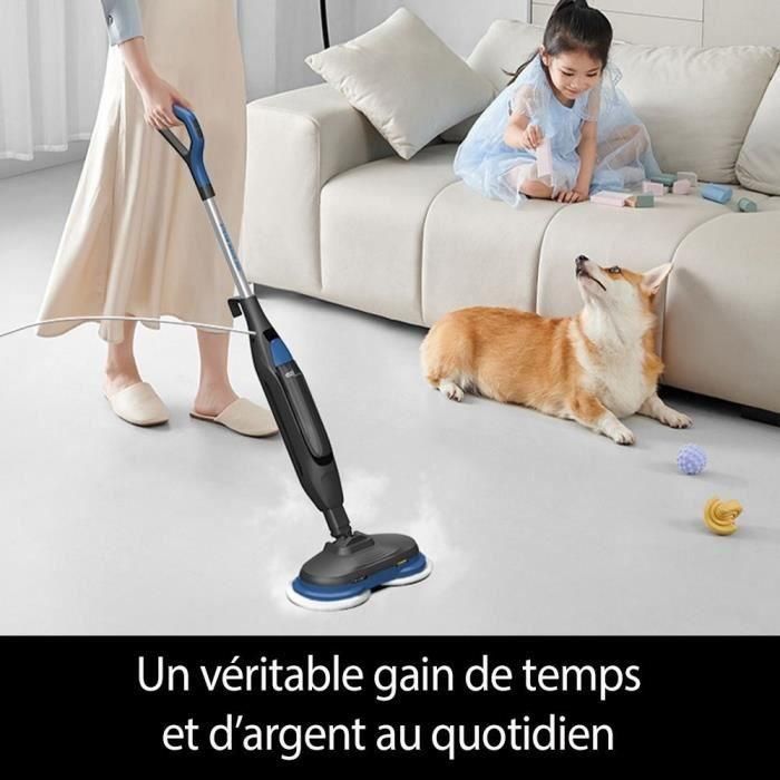 Fregona limpiadora a vapor - EZICLEAN - STEAM WAVE 360 - 1200 W - 24 g/min - 450 ml - Negro/Azul 5