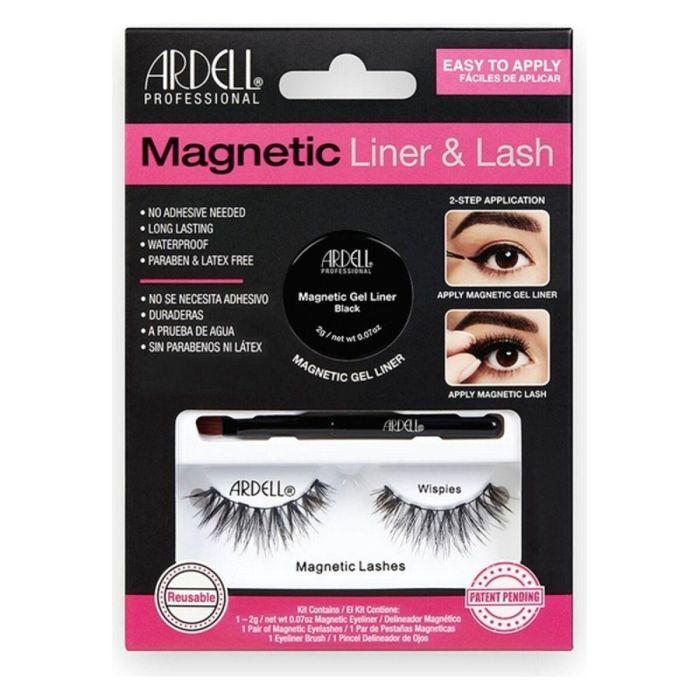 Ardell Pestañas Postizas Magnéticas WisPIES con Gel Delineador Negro sin Pegamento, Larga Duración y Cruelty Free