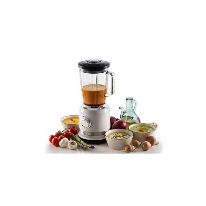 Ariete Batidora de Vaso Moderna Blanca con Vaso de Vidrio, 4 Cuchillas de Acero Inoxidable y 4 Velocidades 5 Ariete Batidora de Vaso Moderna Blanca con Vaso de Vidrio, 4 Cuchillas de Acero Inoxidable y 4 Velocidades 5