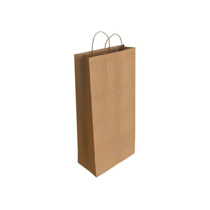 Bolsa De Papel Andina Kraft Verjurado 18X39X8 Cm (Botella) Crudo/Natural Paquete De 50