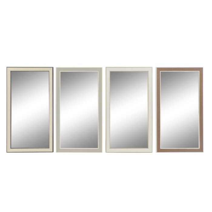 Espejo de pared DKD Home Decor Cristal Marrón Blanco Gris oscuro PS Tradicional 4 Unidades (36 x 2 x 66 cm)