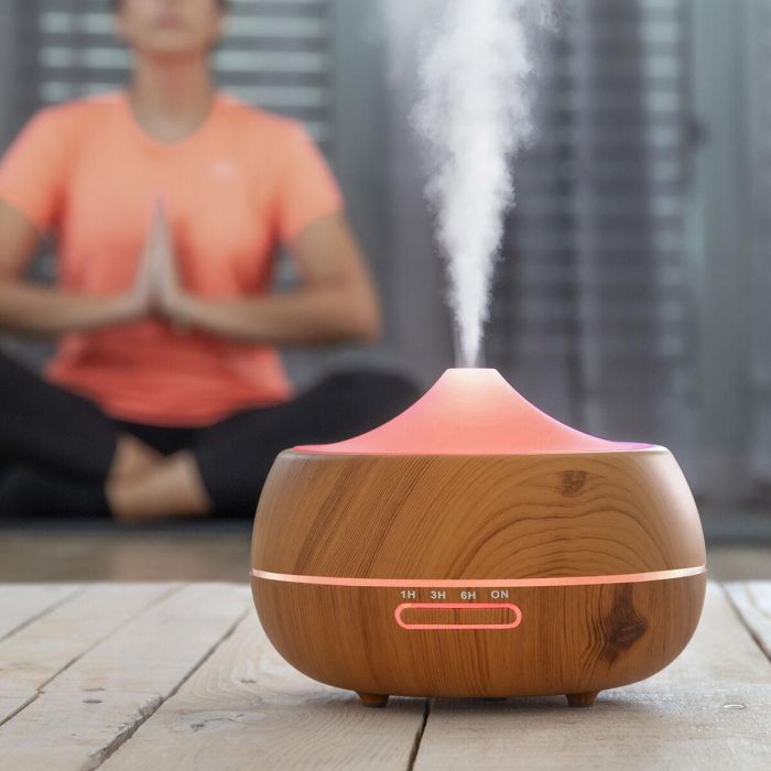 Humidificador Difusor de Aromas con LED Multicolor Wooden-Effect InnovaGoods Humidificador Difusor de Aromas con LED Multicolor Wooden-Effect InnovaGoods