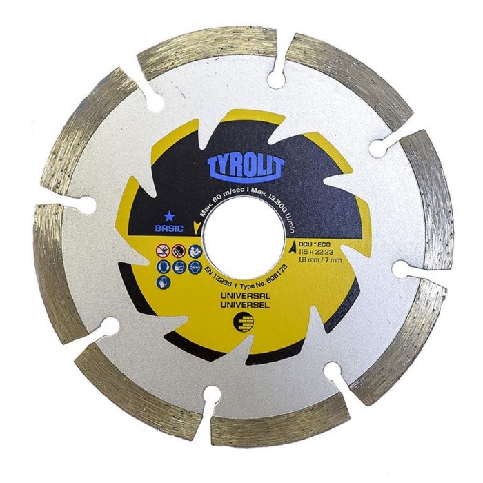 Tyrolit Disco diamantado C3 Ø115x1,8x22,23 DCUB2 - Sierra de diamante para material general de obra 0 Tyrolit Disco diamantado C3 Ø115x1,8x22,23 DCUB2 - Sierra de diamante para material general de obra 0