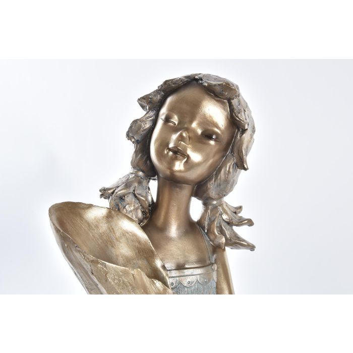 DKD Home Decor Figura Niña Resina Dorado Rojo Turquesa 21 x 13 x 36 cm (2 Unidades)