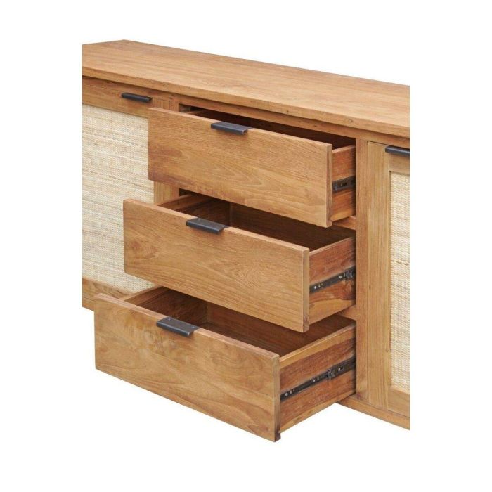 Aparador Home ESPRIT Ratán madera de teca 180 x 50 x 85 cm 1