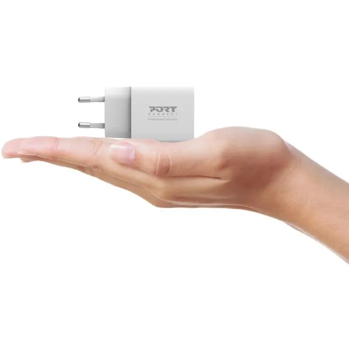 Port Designs Cargador de Pared USB-C 20 W Blanco, 900031EU - Cargador Rápido de Bolsillo
