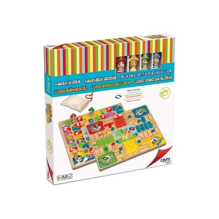 Juego parchís-oca piratas madera 29x29 con fichas y accesorios Juego parchís-oca piratas madera 29x29 con fichas y accesorios