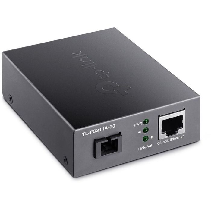 TP-Link TL-FC311A-20 Convertidor de Medio Gigabit Ethernet 1000 Mbit/s Monomodo 20 km SC Negro 1
