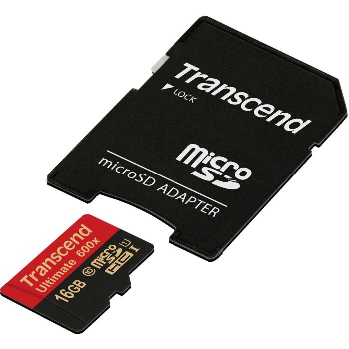 CARD microSD Card 16GB Transcend SDHC UHS1 600x w/Adap. 1
