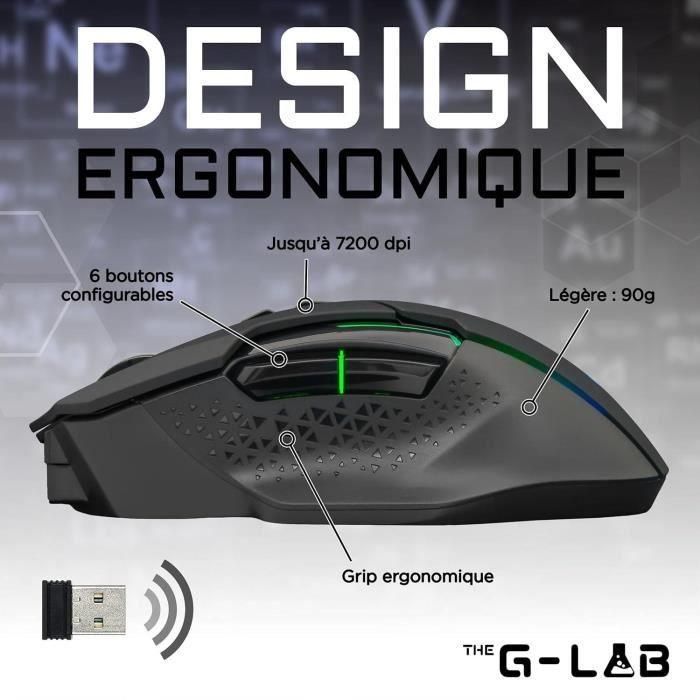 Ratón de juego RGB inalámbrico El g -lab 7200 dpi - negro 2