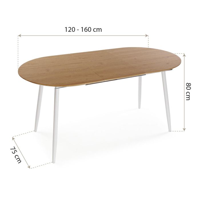 Mesa Extensible Doinyo Blanca Versa 80x75 cm, Madera MDF y Metal 5 Mesa Extensible Doinyo Blanca Versa 80x75 cm, Madera MDF y Metal 5
