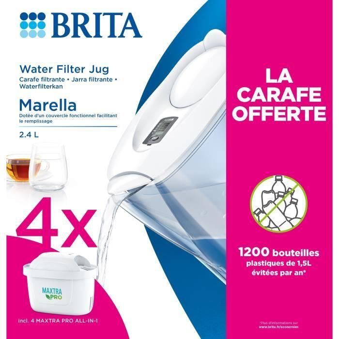 Filtros para jarra - BRITA - MAXTRA PRO - 4 meses + Gratis jarra MARELLA blanca