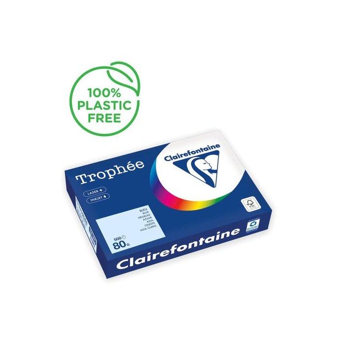 Papel De Color A4 Clairefontaine Trophee 80G 500H Pastel Azul