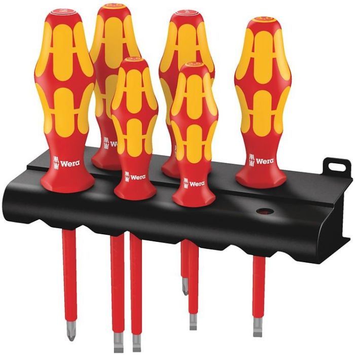 Wera 160i/6 - Juego de Destornilladores Aislados VDE, Serie 100 Plus, con Rack, 6 Piezas Phillips y Planos 0 Wera 160i/6 - Juego de Destornilladores Aislados VDE, Serie 100 Plus, con Rack, 6 Piezas Phillips y Planos 0