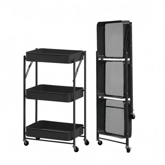 Versa Carro Plegable Metálico Negro 29.5 x 45 x 77 cm 2 Versa Carro Plegable Metálico Negro 29.5 x 45 x 77 cm 2