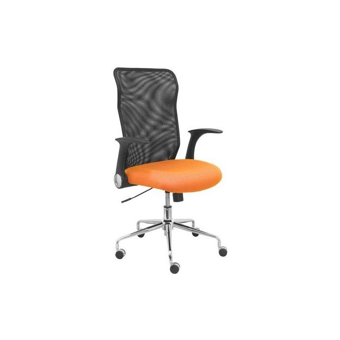 Silla Piqueras Y Crespo Minaya Brazos Retractiles Mecanismo Basculante Ergonomica Respaldo Malla Transpirable Negra Asiento Tapizado Bali Naranja