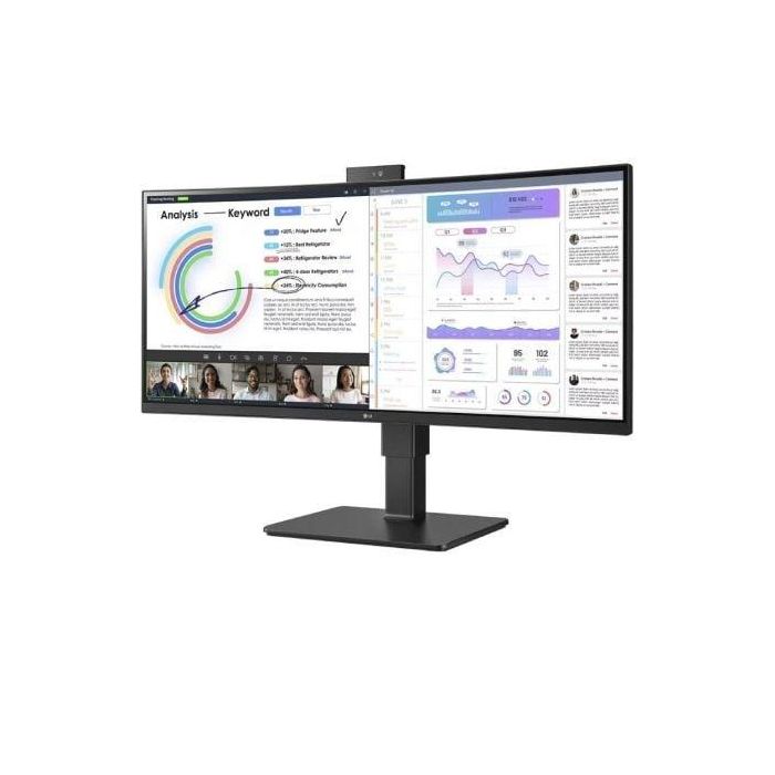 LG 34BQ77QC-B Monitor Curvo Ultrapanorámico Profesional 34" WQHD IPS con Webcam Integrada, USB-C 90W, RJ45 Ethernet, Negro Ergonómico 1 LG 34BQ77QC-B Monitor Curvo Ultrapanorámico Profesional 34" WQHD IPS con Webcam Integrada, USB-C 90W, RJ45 Ethernet, Negro Ergonómico 1