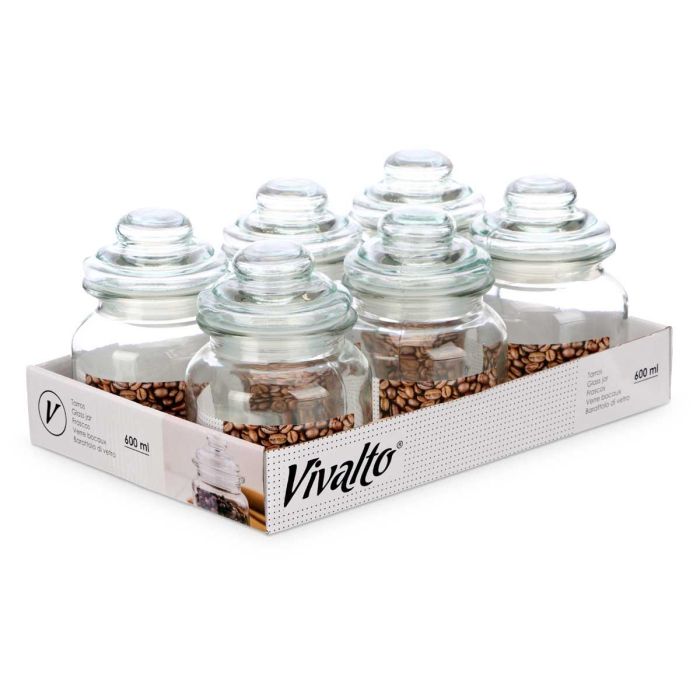 Tarro Redondo Liso Tapa Cristal 600Ml Vivalto 11X15CM (12 Unidades) 2 Tarro Redondo Liso Tapa Cristal 600Ml Vivalto 11X15CM (12 Unidades) 2