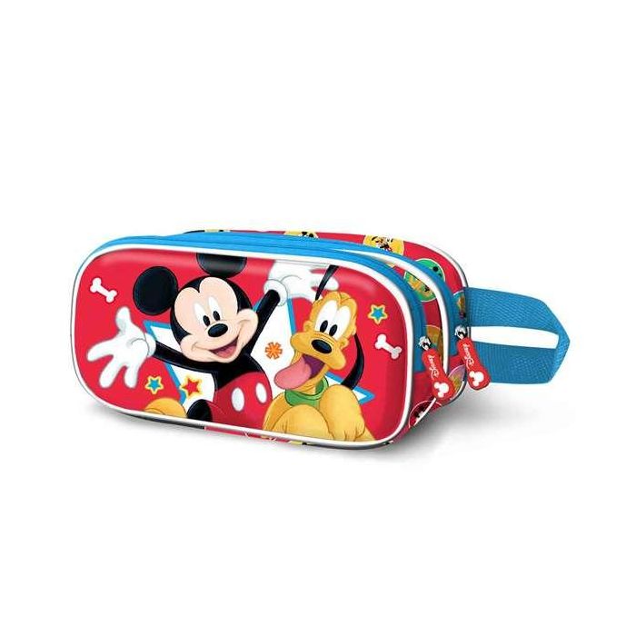 Disney Mickey Mouse Estuche Portatodo 3D Doble Star con relieve, 2 compartimentos, multicolor