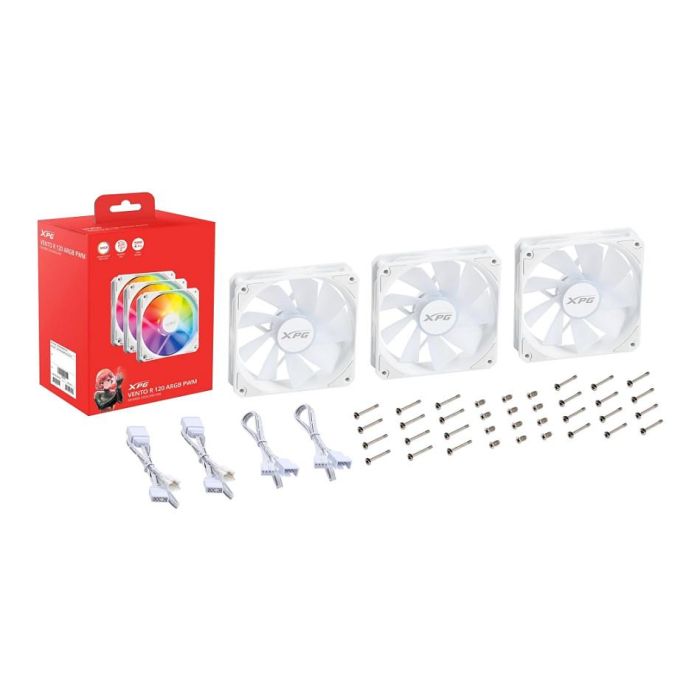 ADATA XPG Vento R 120 ARGB PWM Ventilador 120mm Blanco 3 Unidades 0 ADATA XPG Vento R 120 ARGB PWM Ventilador 120mm Blanco 3 Unidades 0