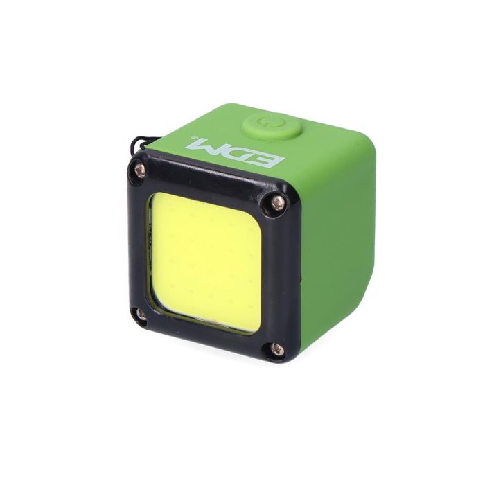 Edm Linterna Cubo LED Recargable COB 3W 300lm 1000mAh con USB + Imán, Función Power Bank, Colores Surtidos 3