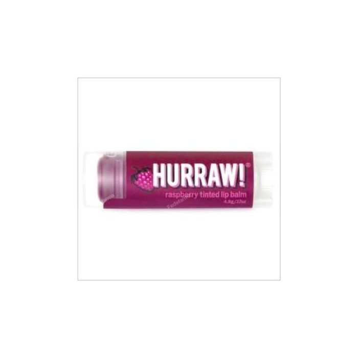 Hurraw Bálsamo Labial Tintado Frambuesa Vegano Orgánico - Certificado Ecocert COSMOS 100% Origen Natural