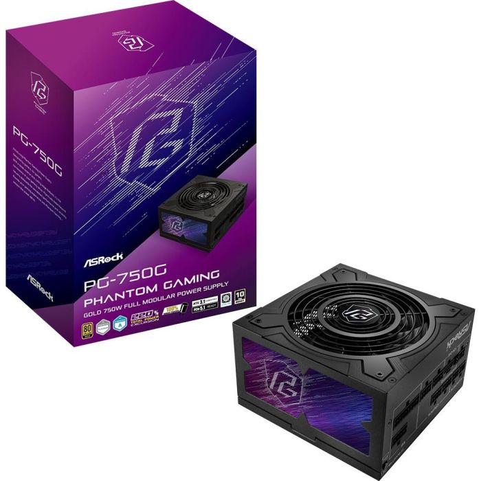 ASRock PG-750G Fuente de Alimentación 750W 80 PLUS Gold, 135mm, Modular, PCI-E 5.1 (12+4pin)x1, PCI-E (6+2 pin)x3, SATA (5 pin)x9 - 90-UXP075-GFEAAB