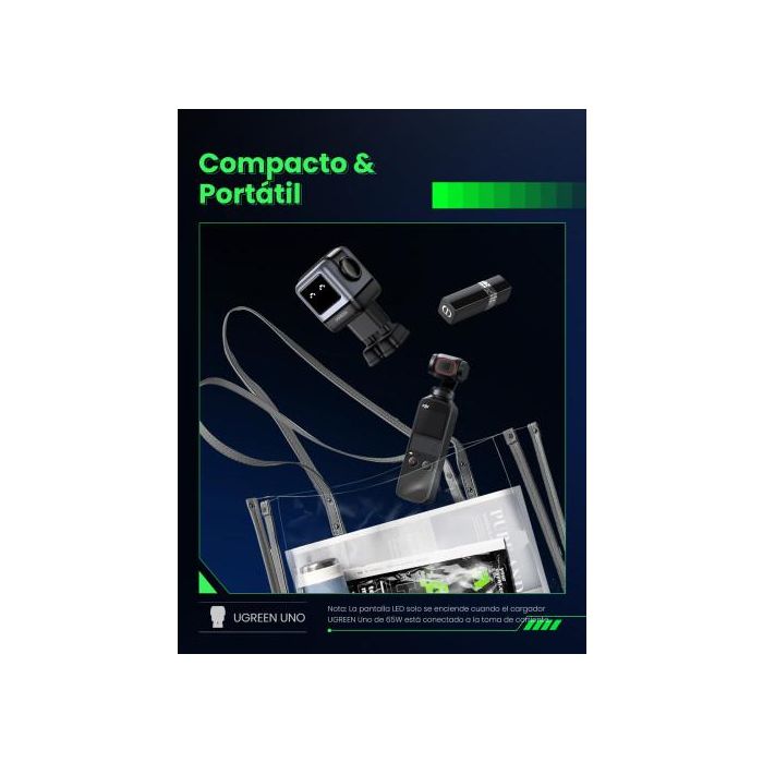 UGREEN 25685B Cargador Nexode RG 65W 3 Puertos GaN Carga Rápida Interior Gris 11