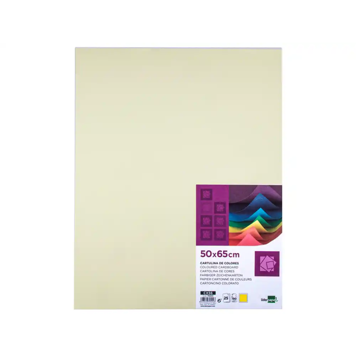 Liderpapel Cartulina Amarillo 50x65 cm 180g/m2 Paquete 25 Hojas para Dibujo y Manualidades 1