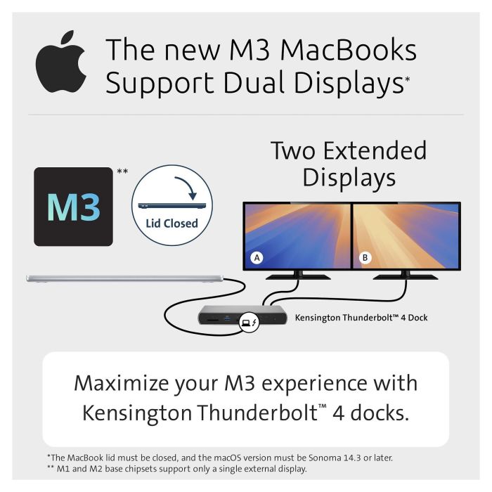 Kensington SD5760T Dock de Puertos Thunderbolt 4 Dual 4K/8K, Carga 96W PD, Ethernet, Lector de Tarjetas SD/microSD, Gris - Compatible con MacBook M-Series