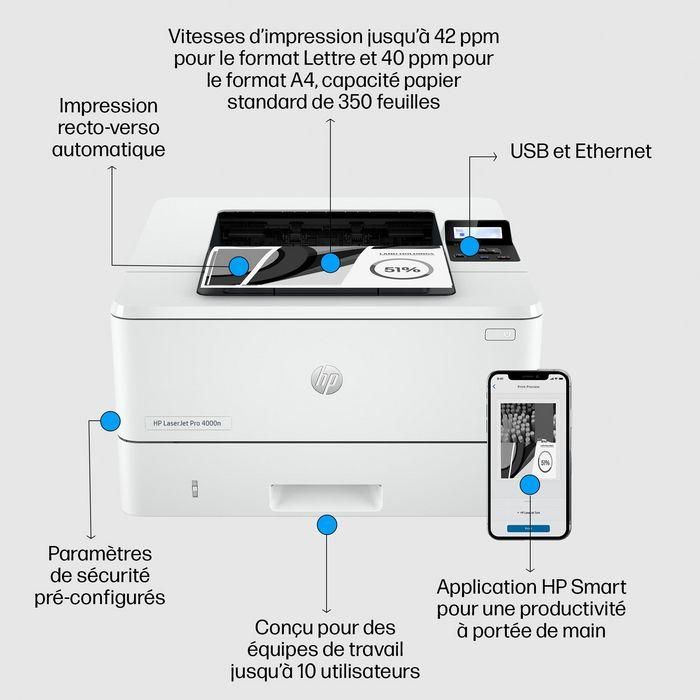 HP 2Z605F Impresora Láser Monocromo LaserJet Pro 4002DN Dúplex Automático 42 ppm Gigabit Ethernet USB Blanca 4 HP 2Z605F Impresora Láser Monocromo LaserJet Pro 4002DN Dúplex Automático 42 ppm Gigabit Ethernet USB Blanca 4