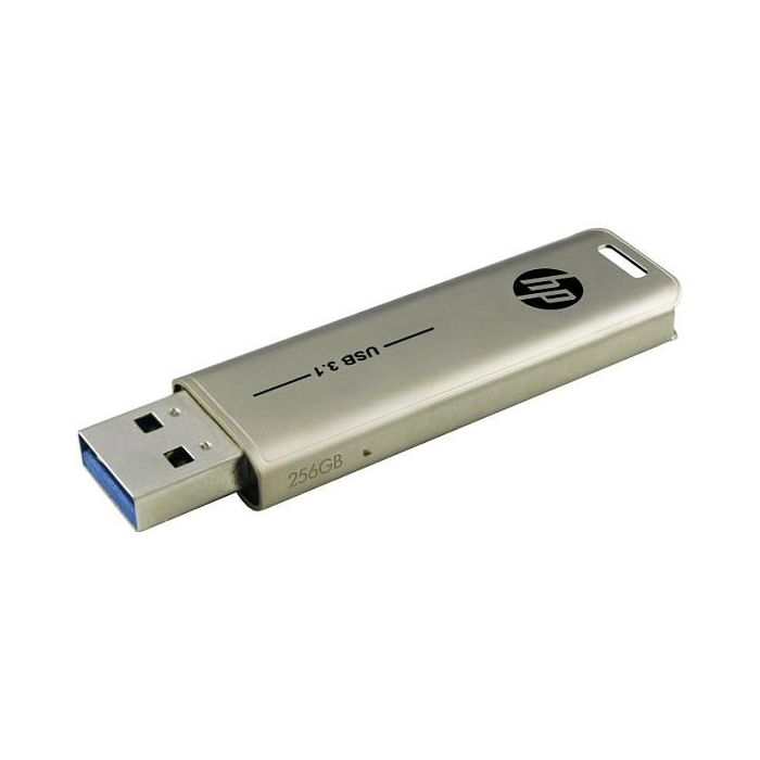 HP x796w - Memoria USB 3.2 Gen 1 de 256 GB, Plata, Hasta 75 MB/s, Tipo A con Diseño Deslizante y Llavero