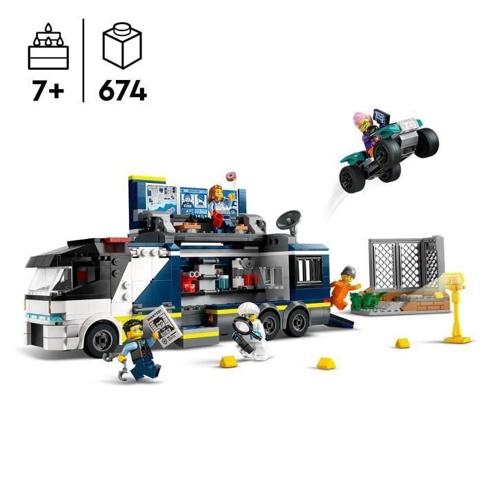LEGO 60418 Laboratorio Criminología Móvil Policía City - Camión 2 Niveles, Moto Quad y 5 Minifiguras | +7 Años 1 LEGO 60418 Laboratorio Criminología Móvil Policía City - Camión 2 Niveles, Moto Quad y 5 Minifiguras | +7 Años 1