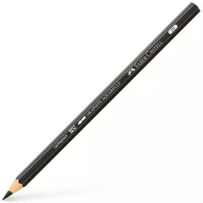 Lápiz Faber-Castell Graphite Aquarelle Acuarelable Negro Hexagonal 2B (6 Unidades) 1