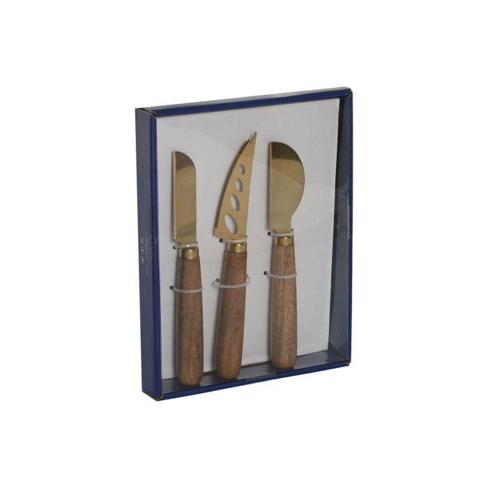 Cuchillo Basicos DKD Home Decor Dorado Natural 2 x 17 x 3 cm Set de 3 (2 Unidades) 1