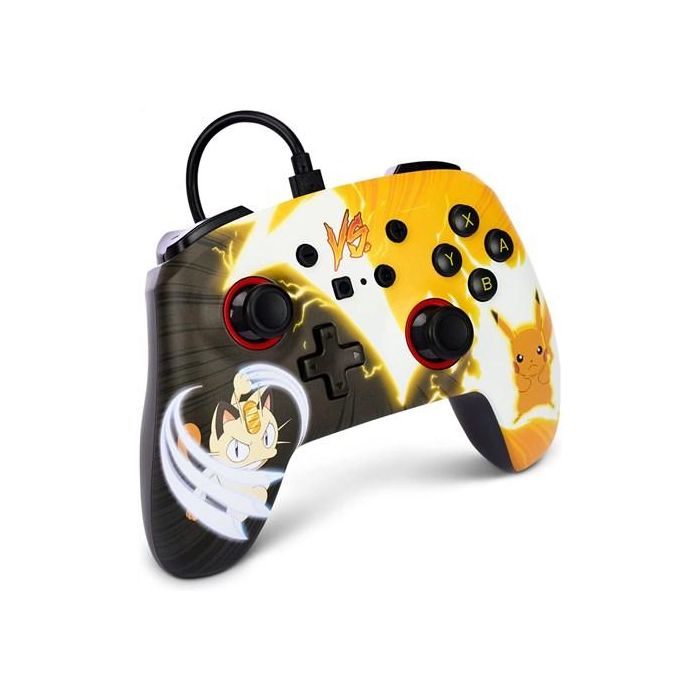 Power A Mando con Cable NSGP0039-02 para Nintendo Switch Pikachu vs. Meowth, Control con Cable Mejorado con Botones Asignables y Cable de 3m 1