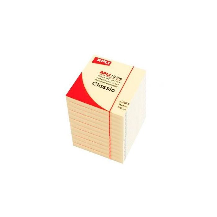 Apli Bloc Notas Adhesivas Classic Reposicionables 100H 75x75 Amarillo Pack 12 Ud Apli Bloc Notas Adhesivas Classic Reposicionables 100H 75x75 Amarillo Pack 12 Ud