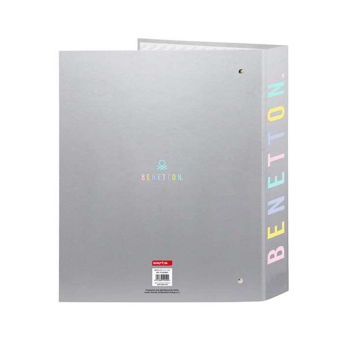 Carpeta de anillas Benetton Silver Plateado A4 27 x 33 x 6 cm 1 Carpeta de anillas Benetton Silver Plateado A4 27 x 33 x 6 cm 1