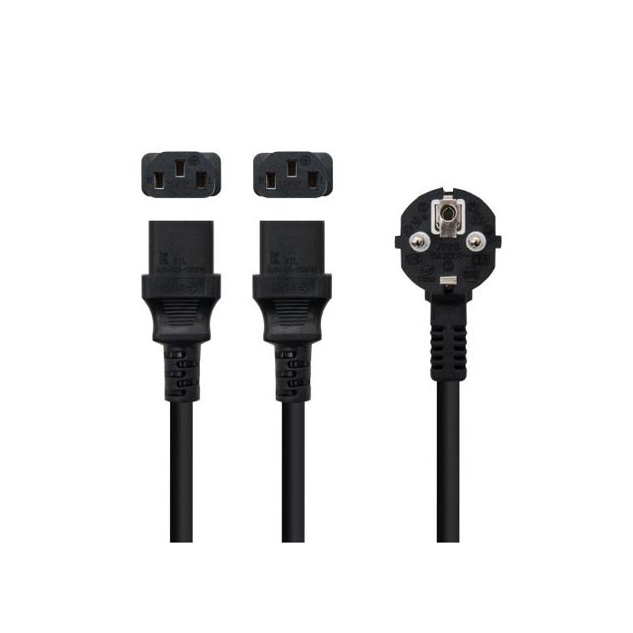 NANOCABLE CABLE ALIMENTACION CEE7/M - 2XC13/H, 1.8 M