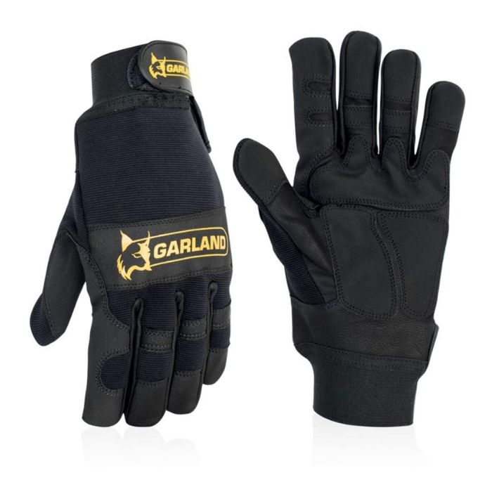 Garland Guante anticorte Piel Sintética para motosierra Clase 1 (20m/s) con patrón multimaterial y protección para cadena Negro Talla 9