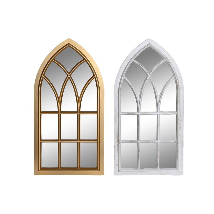 Espejo de pared DKD Home Decor Cristal Dorado Blanco Polipropileno Cottage Ventana (2 Unidades) Espejo de pared DKD Home Decor Cristal Dorado Blanco Polipropileno Cottage Ventana (2 Unidades)