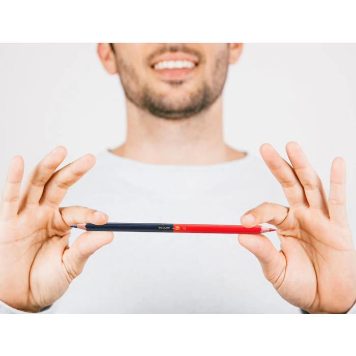 Liderpapel Lápices Bicolor Fino Rojo/Azul con Mina Ultrarresistente, Madera de Alta Calidad 2