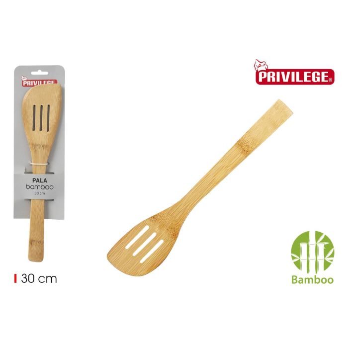 Privilege Pala de Bambú Curvada con Agujeros para Cocina - Utensilio de 30 cm (36 Unidades)