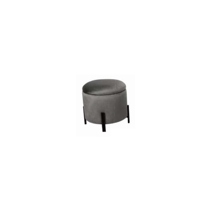 DKD Home Decor Reposapies Puf con Tapa Almacenaje Gris Dorado Poliester Metal 45x45x45 cm Desmontable 1