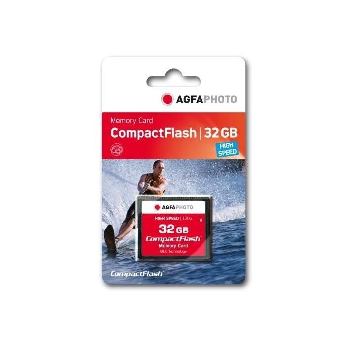 AgfaPhoto Tarjeta Compact Flash 32GB High Speed 300x MLC Negra - Almacenamiento Rápido y Fiable (20 MB/s)
