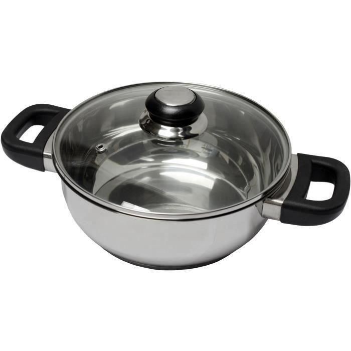 BAUMALU 331974 Cacerola de acero inoxidable de 24 cm con tapa de cristal de zafiro de baquelita BAUMALU 331974 Cacerola de acero inoxidable de 24 cm con tapa de cristal de zafiro de baquelita