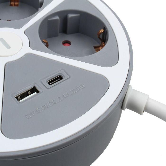 Regleta Enchufes 4 Tomas con interruptor TM Electron 3680 W Blanco Gris 30 W (1,5 m) 5 Regleta Enchufes 4 Tomas con interruptor TM Electron 3680 W Blanco Gris 30 W (1,5 m) 5