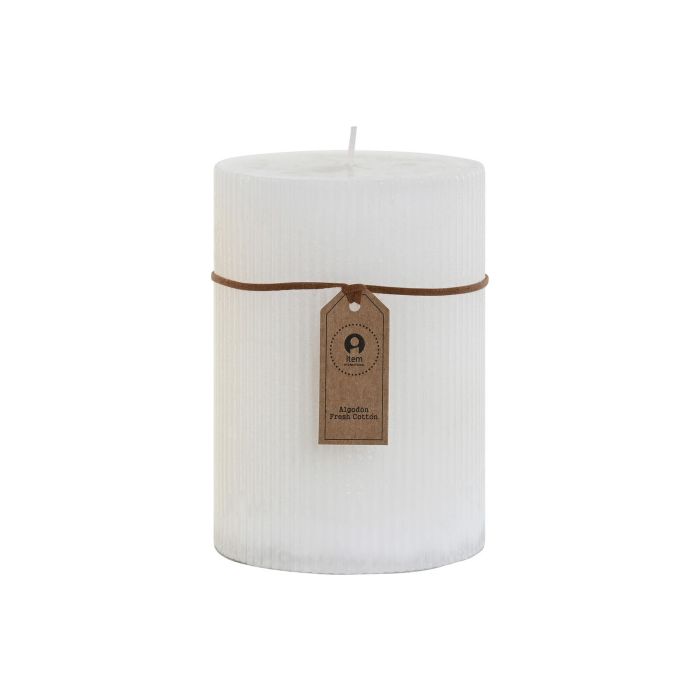 DKD Home Decor Vela de Cera perfumada Algodón Blanca Rayada 98h Basic 10x14x10 cm 910gr Pack 6 Unidades para Decoración Hogar